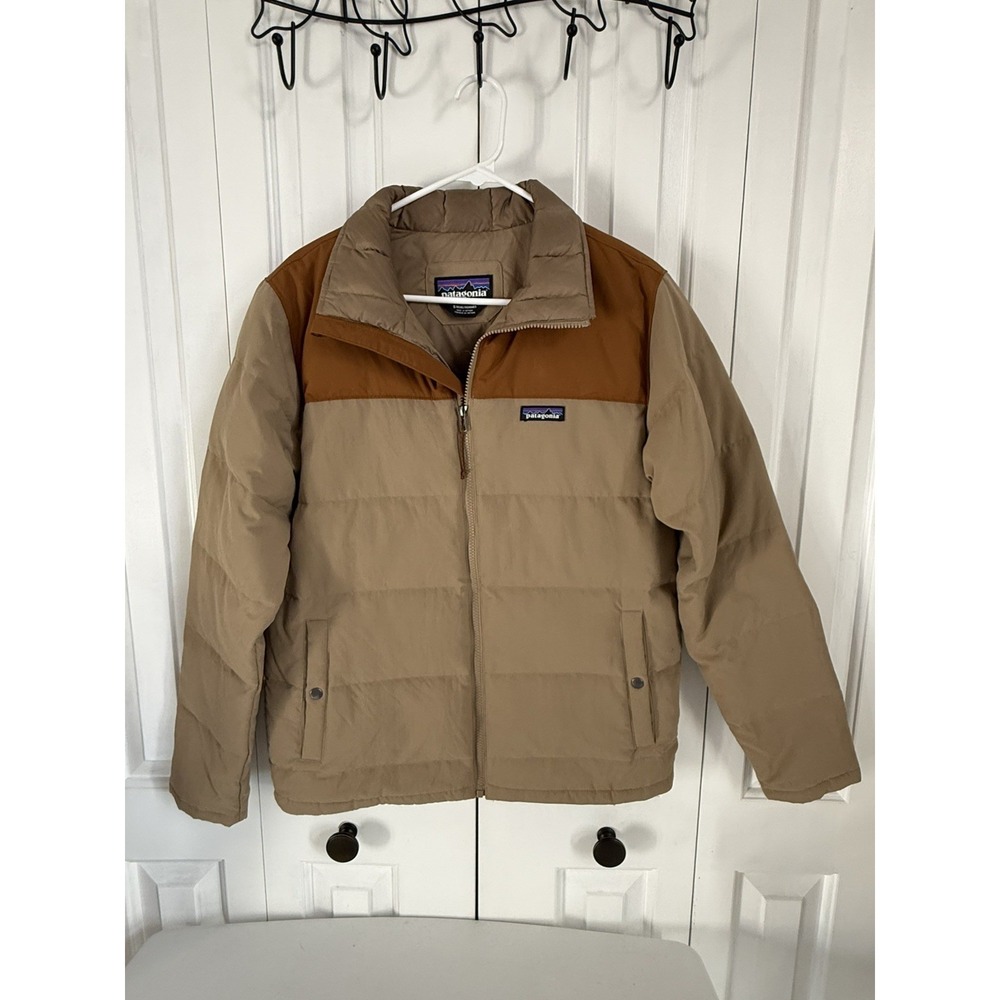 Patagonia‎ Bivy Down Puffer Jacket Mens Size Small Brown  Outdoors Full Zip